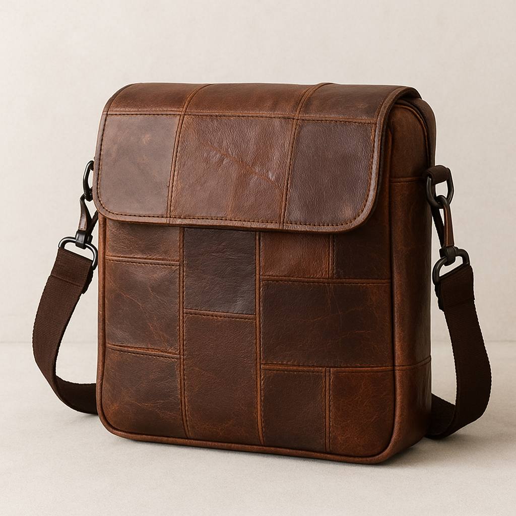 Upcycled Leather Messenger Bag
