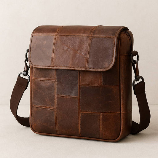 Upcycled Leather Messenger Bag